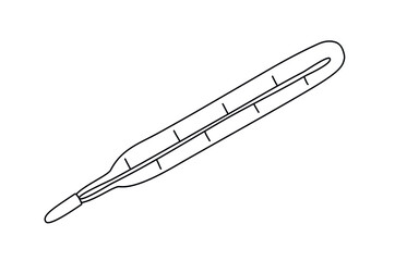 Medical thermometer isolated. Medical first aid kit. Vector hand drawn illustration in doodle style