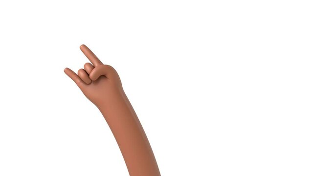 Rock and Roll hand gesture waving arm. 3D Rendering
