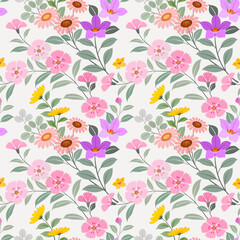 Seamless colorful flowers vector for fashion prints, wrapping, textile, paper, wallpaper.