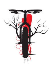 artistic polka trash mountain bike becoming tree branch © julied