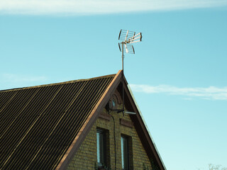 TV antenna in the attic of the house.