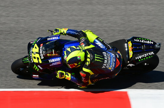 Mugello - Italy, 1 June: Italian Yamaha Movistar Team rider Valentino Rossi in action at 2019 GP of Italy of MotoGP on June 2019 in Italy