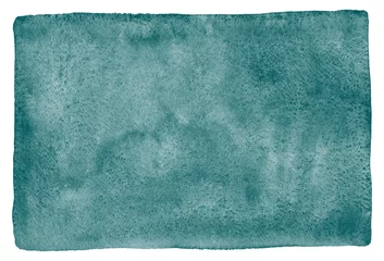 Poster Dark turquoise, emerald watercolor stains abstract textured background. Sea, deep ocean watercolour template. Marine aquarelle fill with uneven edges and rough paper texture. Hand drawn text frame. © Elena Panevkina