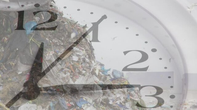 Clock ticking over rubbish disposal site