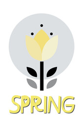 Happy Mother's Day. Hello Spring. Hand drawn scandinavian style vector illustration for card, poster, banner template with flowers, plant