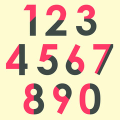 Two Color Numbers Vector Font Typography