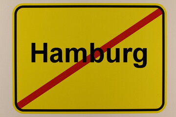 Illustration eines Stadtausgangsschildes der Stadt Hamburg