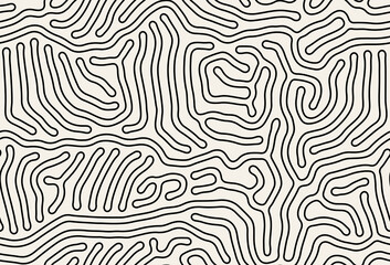 Obraz premium Vector seamless pattern. Modern stylish texture with smooth natural maze. Repeating abstract tileable background. Compound organic shapes. Trendy surface design.