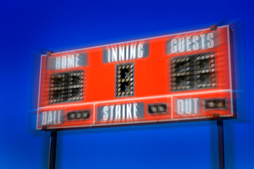 Baseball Scoreboard Ball Strike Home Inning Zooming Motion Blur
