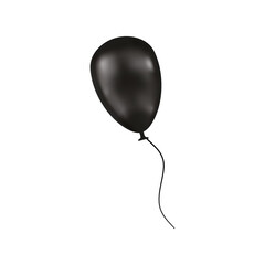Black ribbon with a balloon. Vector illustration isolated on white background