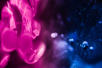 Water drops on blue and magenta glass Macro 