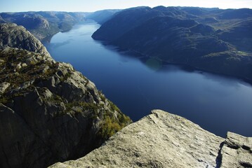 lake in the mountains blue fjord