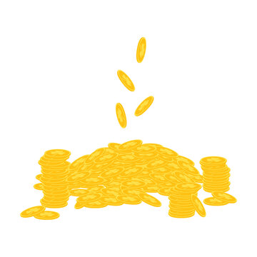 A bunch of leprechaun gold coins. Vector illustration for St. Patrick's Day.