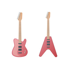 Electric guitar set. Colored vector flat illustration. Isolated on white background.