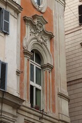 Decorated Building Facade Window in Rome