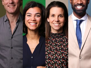 Group of beautiful people in front of a background