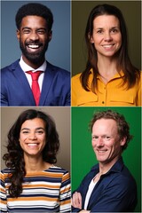 Group of beautiful people in front of a background