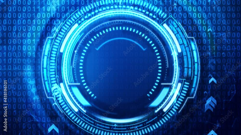 Poster circle hud head-up display interface with binary number 0 1 for technology cyber and futuristic conc