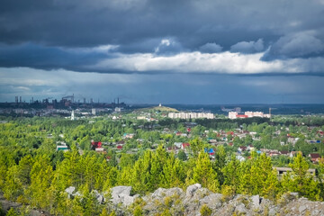 View of the city of Nizhny Tagil from the top of the mountain.