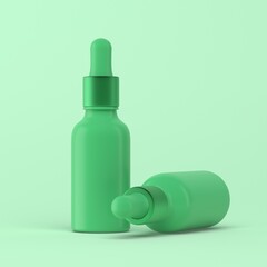 Simple pipette bottle 3d illustration on pastel bacjground foe medical and beauty. Minimal concept. 3d render