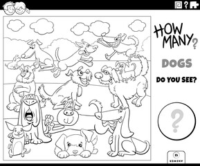 counting dogs educational task for kids coloring book page