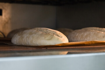 Baker making bread , man hands , kneading a dough , cooking coat.The concept of small bakeries, craft traditional bread