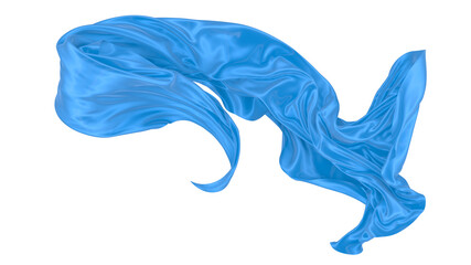 Naklejka premium Beautiful flowing fabric of blue wavy silk or satin. 3d rendering image.