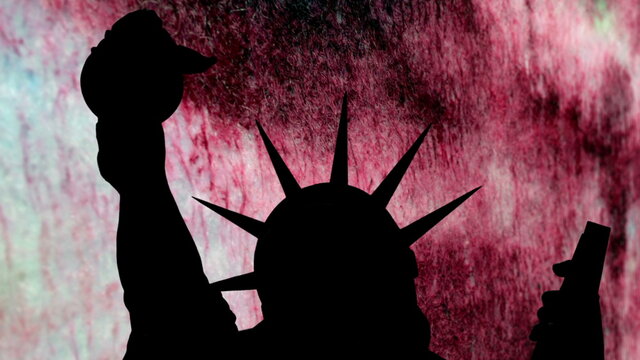 Statue of liberty against bloody background