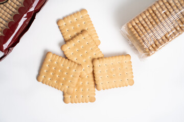 Obraz na płótnie Canvas Square Biscuits on the white background