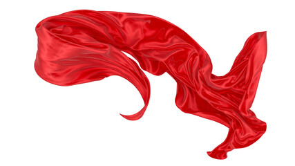 Beautiful flowing fabric of red wavy silk or satin. 3d rendering image.