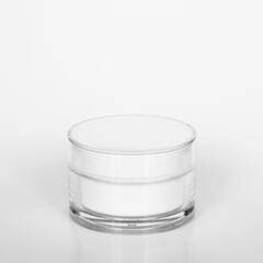 Blank moisturizing cream jar on white background. Cream container mockup. Cosmetic package.