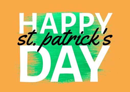 Happy st patrick's day text over green and orange background
