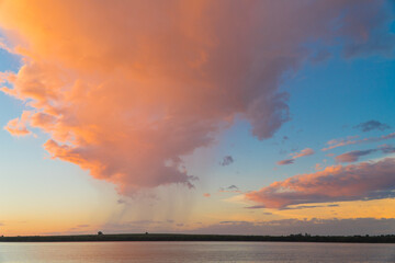 sunset uruguai river colorful clouds