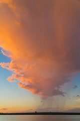Fototapeta na wymiar sunset uruguai river colorful clouds