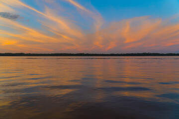 Fototapeta na wymiar awesome sunset at the uruguai river brazil