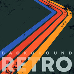 Retro color stripes background with vintage grunge texture. Vector illustration