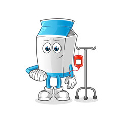 milk sick in IV illustration. character vector