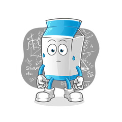 milk thinking hard vector. cartoon character