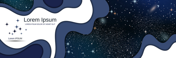 Abstract style 3d paper cut night sky vector background © Ulvur