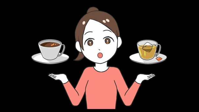 飲み物を比較する女性