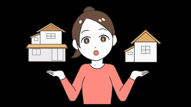 家を比較する女性