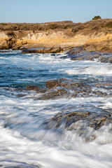 United States, California, Carmel, Point Lobos State Natural Reserve, Waves Rolling Ashore