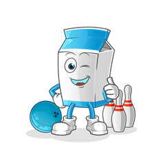 milk play bowling illustration. character vector