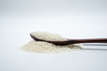 Concept image of grain using spoon and rice