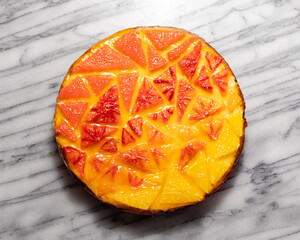 Citrus Cheesecake on White Marble