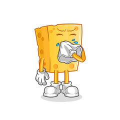 cheese blowing nose character. cartoon mascot vector
