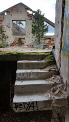 Abandoned House with Bullet Holes in Sarajevo