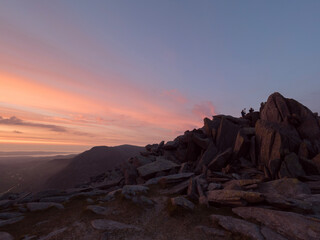 sunset in the mountains, Snowdonia, Wales