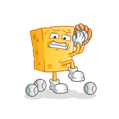 cheese baseball pitcher cartoon. cartoon mascot vector