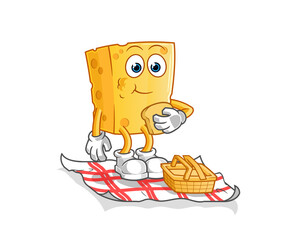 cheese on a picnic cartoon. cartoon mascot vector